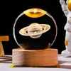 Bola de cristal luminosa para iluminação transfronteiriça, luz noturna luminosa, bola de vidro esculpida, sistema solar esculpido em 3D, enfeites de mesa de aniversário fábrica