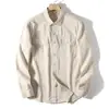 Camisa de Trabalho de Manga Longa Lisa Solta para Homem, Nova para a Primavera, com Bolso 13211