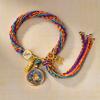 Cuerda de Mano Xizang Tejida a Mano Recurrente Cuerda de Mano Pequeña Pulsera Thangka Cuerda Thangka Dios de la Riqueza Madre Verde Zakilam
