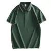 Camisa Polo de Color Sólido Fina de Verano Camiseta de Manga Corta para Hombre Corte Ajustado Top Fresco de Seda de Hielo Camisa Básica