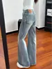 Jeans Flare Cintura Baixa Retrô para Mulheres 2026 Outono Novo Estilo Design Solto Senso de Estilo Garota Picante Calças Comprimento Total Tendência