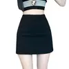 2025 Nuevo Traje Negro Falda de Cadera Falda para Mujer Primavera y Verano Falda Línea A Falda Corta Cintura Alta Falda de Un Paso Trendy