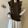 Suéter de Punto Francés para Mujer Nuevo Diseño con Sentido de la Moda Nicho Elegante Ajustado Estilo Ins Falso de Dos Piezas Top Versátil