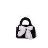 Bolso de Mano de Peluche para Mujer 2025 Nuevo Primavera a la Moda Estilo Coreano Moda Lazo Hombro Cruzado Cuentas Bolso Cuadrado Pequeño