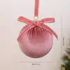 Bola de Navidad envuelta en terciopelo transfronteriza, bola colgante individual de 8 cm con lazo, adorno navideño decorativo de bola de plástico