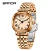 Relógio de Pulso Feminino Sanda Compacto e Requintado Escala Romana Quartzo Moda de Alta Qualidade Acessível Luxo Quadrado Pulseira de Aço