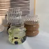 Taza de rayas de gran capacidad, taza de tubo de succión de vidrio resistente al calor, taza de café para el hogar, taza de té de frutas, taza moderna de bebida fría de frutas