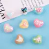 Miçangas Coração com Laço de Duas Cores Miçangas Soltas Miçangas Acrílicas com Furo Reto Acessórios para Fazer Colar Pulseira Artesanato DIY