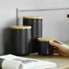 Tanque Sellado de Cerámica con Tapa de Madera Estilo Europeo Tanque de Almacenamiento de Cocina Alimentos Multigrano Granos de Café Tanque de Té Leche en Polvo Azúcar Tanque de Almacenamiento