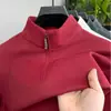 Suéter de Forro Polar para Otoño e Invierno con Media Cremallera para Hombre, Nuevo Color Sólido, Cuello Alto, Camiseta Casual de Manga Larga, Camiseta Base para Hombre