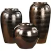 Jingdezhen Tuhu Jarrón de Cerámica Dorado Mate Flores Secas Flores Adornos Florales Retro Juego de Tres Piezas
