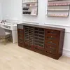 Mesa de Manicure Retrô em Madeira Maciça Armário de Armazenamento com Gavetas Múltiplas Armário de Ferramentas Armário de Armazenamento de Parede para Salão de Manicure