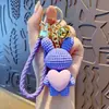 Llavero Colgante Oso Violento de Dibujos Animados de Resina Encanto para Bolso de Pareja Cordón para Llave de Coche Colgante para Teléfono Pequeño Regalo