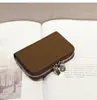 Piel de Vacuno de Primera Capa Cremallera Acordeón Tarjetero Cuero Genuino Togo Bolsa para Identificación Tarjetero Bolsa Portátil para Cosméticos