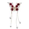 Flor de Flocado Rosa Mariposa Borla Pinza de Agarre Nicho Sentido de Alta Gama Pinza de Tiburón para el Cabello Disco para el Cabello Parte Posterior de la Cabeza Tocado Accesorios para el Cabello