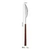 Acero Inoxidable 304 Vajilla para Comida Occidental Portuguesa Vajilla con Textura de Madera Japonesa Cuchillo, Tenedor y Cuchara con Mango de Imitación Madera Juego de Vajilla
