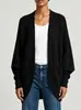 Cardigan suéter casual estilo coreano na cor café com mangas morcego para mulheres, modelagem solta, tricô de alta qualidade para outono e inverno