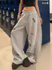 Pantalones Casuales Bordados de Perro Salchicha Hip-Hop Modernos Americanos para Mujer, Holgados Adelgazantes Versátiles Street Drape Pantalones de Chándal de Pierna Ancha