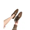 Piel de conejo auténtica~ Zapatos sin cordones para mujer forrados de piel con tacón oculto, con hebilla metálica y un diseño cálido con forro de felpa, perfectos para días de pereza