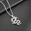 Fornecimento de Fábrica Clássico Retro Pingente de Dragão Auspicioso Guofeng Colar de Aço Inoxidável Joias de Aço Titânio Oleado Ornatos Pendurados para Homens e Mulheres