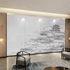 Mural moderno estilo chino nuevo bolsa dura fondo de tinta de paisaje pared bolsa blanda TV sofá mesita de noche sala de estar decoración de lujo ligero
