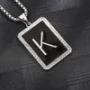 Colar Pingente Quadrado Preto com Gota de Óleo de 26 Letras Transfronteiriço Amazon Mais Vendido Pingente Distintivo de Liga Corrente de Suéter