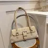 Bolso bandolera de estilo coreano, nicho retro para motocicleta con tachuelas, estilo baguette, para mujer, nuevo modelo otoño 2026, de gran capacidad, estampado de leopardo, para hombro o axila
