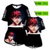 Camiseta de manga corta de verano ombliguera Top Pantalones cortos Ropa deportiva para mujer Ropa para el hogar Refrescante Traje de dos piezas Transfronterizo Corte de caballo Dientes