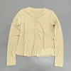 Cárdigan Sencillo de Punto con Botones en V, Nuevo Estilo Primavera y Verano, Transpirable Casual para Mujer, Manga Larga, Delgado, Protector Solar, Top de Punto Exterior