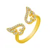 Anel de Asas de Anjo Fashion da Internet Estilo Coreano, Asas Abertas com Cravação de Zircônia Diamante, Anel de Cauda Asas de Anjo