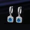 Pendientes de plata de imitación de moissanita de 1 quilate con diseño de princesa, estilo popular, de moda, para mujer.