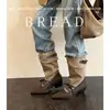 Botas apilables moda mujer 2026 Otoño/Invierno nuevas tacón grueso punta fina tacón medio media pantorrilla botas cortas con cordones botas de moda