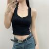 Estilo Americano Sexy Esportivo Justo Cor Sólida Regata Feminina Verão Rua Spice Girl Vintage Fivela Justa Top Costas Bonitas