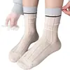 Calcetines Finos de Verano para Mujer, Calcetines de Malla Frescos y Transpirables, Puños con Bloques de Color, Calcetines de Media Pantorrilla, Calcetines de Mujer Sin Costuras Estilo Miu