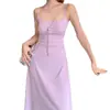 Vestido Versátil de Verano con Diseño de Espalda Cruzada, Cintura Fruncida para un Efecto Adelgazante, Copas Extraíbles y Tirantes Finos - Mayoreo