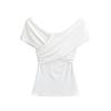 FS549-25 primavera nuevo estilo europeo y americano INS nudo doble cruz casual puro hombro manga corta camiseta