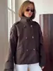 Amazon Transfronteiriço 2025 Aliexpress Elegante Gola Alta Manga Longa Curta Corta-Vento Tendência Estilo Europeu e Americano Top Curto