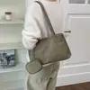 Bolso sencillo de ante de gran capacidad para mujer, nuevo bolso de hombro vintage para el otoño e invierno de 2026, bolso de mano tipo tote