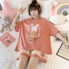 Pijama Nuevo de Verano para Niñas, Shorts de Manga Corta, Estilo Cartoon Cuello Redondo, Se Puede Usar Afuera, Conjunto para Estar en Casa, Dropshipping Disponible