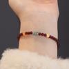 Pulseira de Granada Natural Feminina Círculo Duplo Vermelho Vinho Limpa o Corpo Produtos Genuínos Esmeralda Água Azul Cabana Combina com Tudo Novo Sentido Chinês de Alto Nível