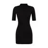 Vestido Corto de Manga Corta Sexy Estilo Americano Chica Picante, Elástico Ajustado Ceñido a la Cintura Bodycon Mini de Corte A