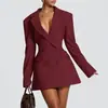Vestido de Moda Elegante de Color Sólido con Cuello en V y Cintura Ajustada con Bolsillos para Mujer, Otoño 2026, Estilo Europeo y Americano
