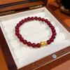 Pulsera tejida a mano con letra electrochapada en oro real Nuevo Chinoiserie Pulsera Roja de Año Nuevo Atmósfera Festiva Adornos de Mano Festivos