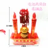 Mesa de altar para el hogar con Buda, lámpara de cristal, incensario electrónico, incensario rico, lámpara de incienso rica, lámpara pública apagada, lámpara de la suerte LED
