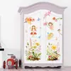 Adesivo de Parede Fada das Flores em Aquarela Elfo da Floresta Flores de Cogumelo Plantas Autoadesivo Decoração de Parede para Quarto Infantil