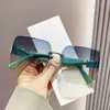2025 Nuevas Gafas de Sol sin Marco Degradado de Dos Tonos de Alta Gama para Conducir Mujer Moda Tendencia Gafas de Sol de Celebridad de Internet Douyin