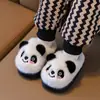 Directo de fábrica: adorables pantuflas de algodón de panda de dibujos animados, unisex, para uso en interiores y en casa, de felpa, adecuadas para otoño e invierno, pantuflas de algodón para niños