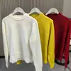 Suéter de Punto Suave Versátil Casual para Mujer Cuello Redondo Color Sólido Básico Capa Base Mujer 26 Otoño/Invierno 489923