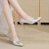 Zapatos Profesionales Versátiles de Color Champán con Hebilla Metálica Sexy de Boca Baja 2025 Nuevos Tacones Altos Punta Afilada Stiletto Zapatos de Moda