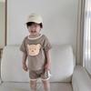 Ropa de verano para niños, traje de bebé, verano 2024, estilo coreano, ropa para niños, ropa de verano para bebé, conjunto de dos piezas con cabeza de oso